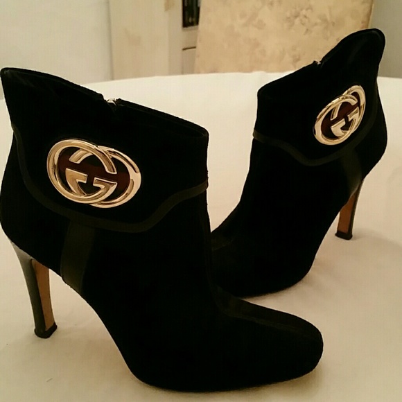 Gucci Shoes - GUCCI black suede logo  bootie sz 7